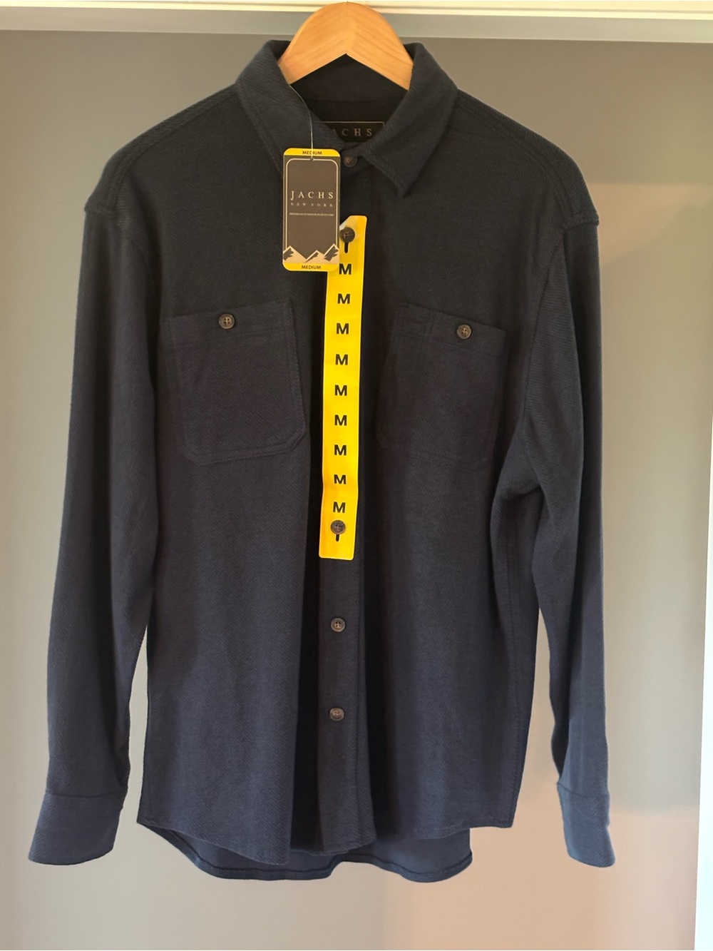Jachs Men's Dark Navy Knit Long-Sleeve Button-Down Shirt